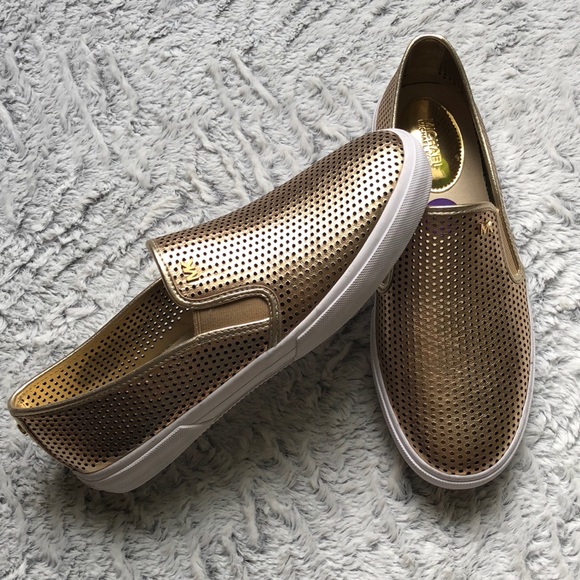 michael kors gold slip on sneakers